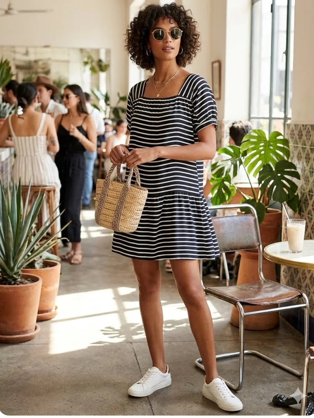 J.Crew Striped 100% Silk Drop-Waist Mini Dress Navy/White Nautical Quiet Luxury